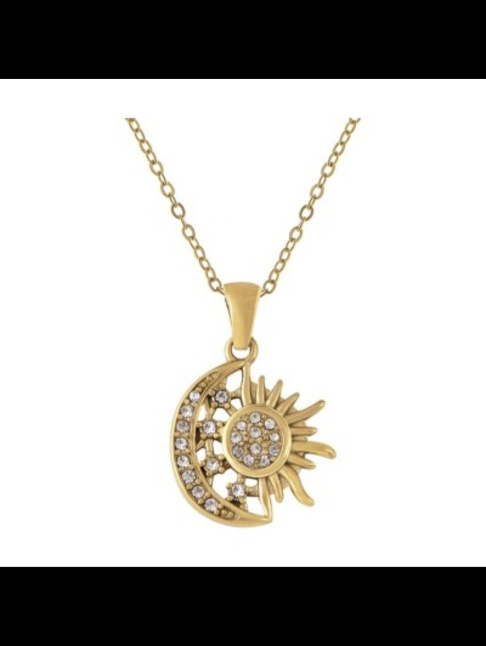 Celestial Sun & Moon Gold Pendant Necklace - Women Jewelry